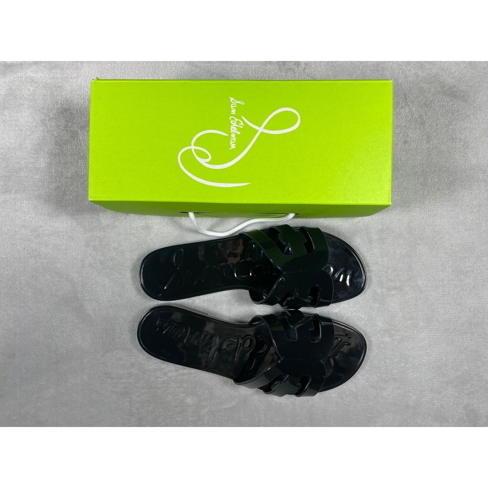 Sam Edelman Bay Jelly Slide Sandals Women's US 8 Black Jelly Logo Slip On Slides - Picture 2 of 14